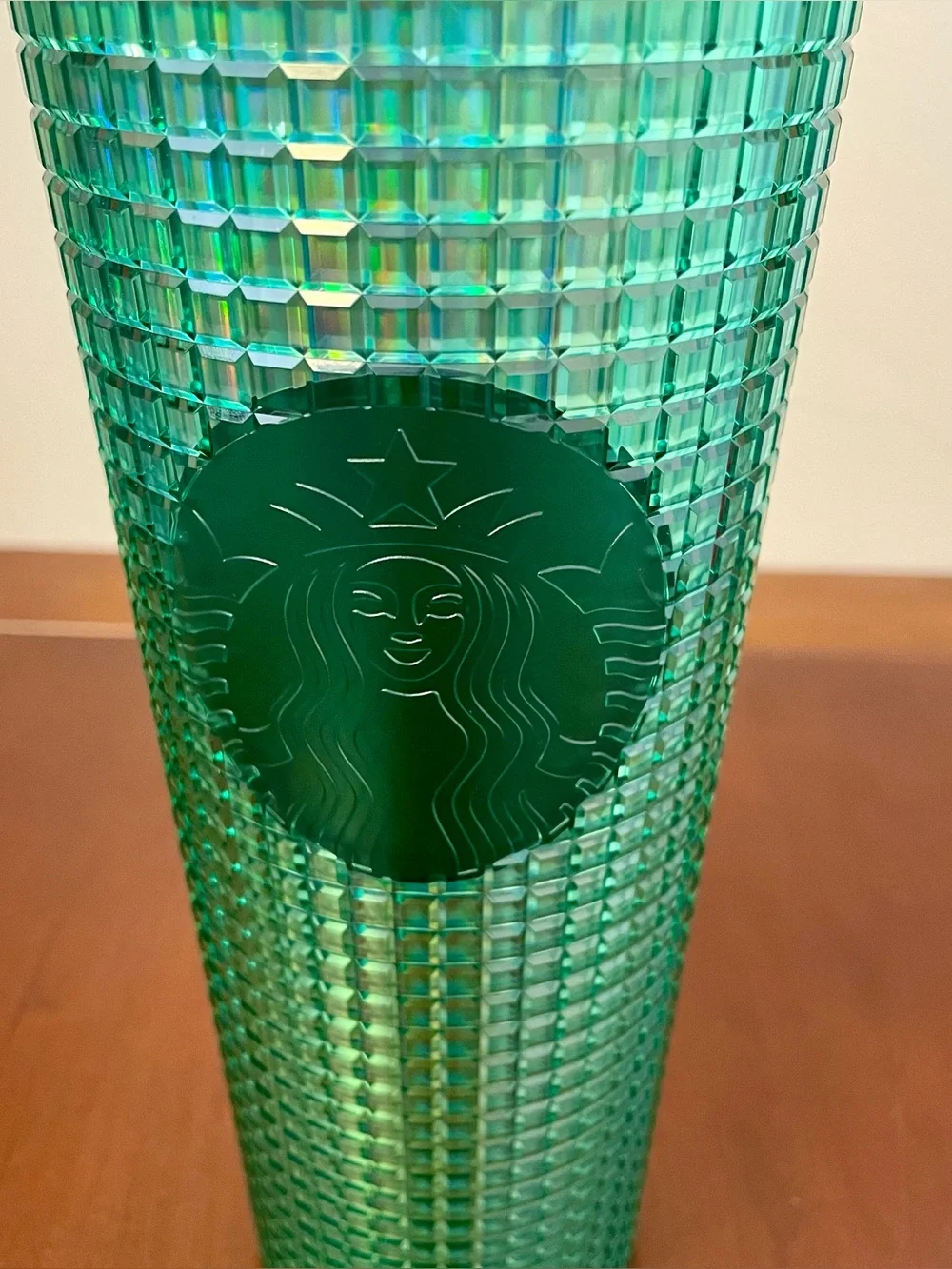 NEW STARBUCKS WATERMELON GREEN PINK GRID STUDDED COLD CUP Travel Tumbler 24 oz